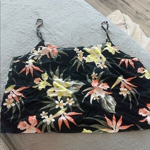 Divided Black Camisole with Floral Print